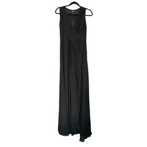 Robert Rodriguez 100% Silk Pleated Black Maxi Long Gown Dress Small